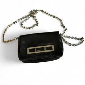 Theyskens’ Theory elegant black leather Turnkey  Chain Crossbody Shoulder bag